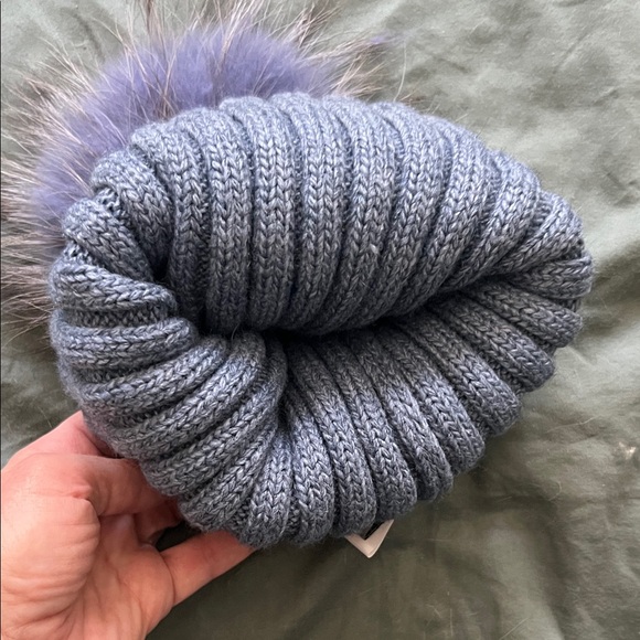C.C BlueKnit Beanie with Fluffy Pom-Pom - Picture 2 of 4